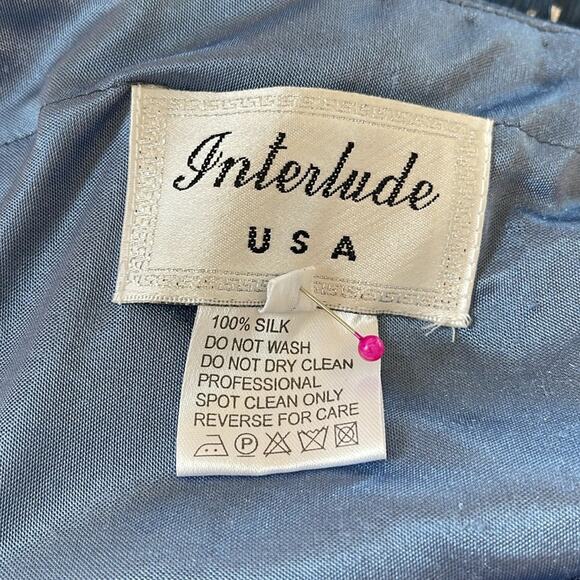 Interlude Couture Collection Strapless Beaded Silk Blue Mini Dress Size 8 - Picture 6 of 14